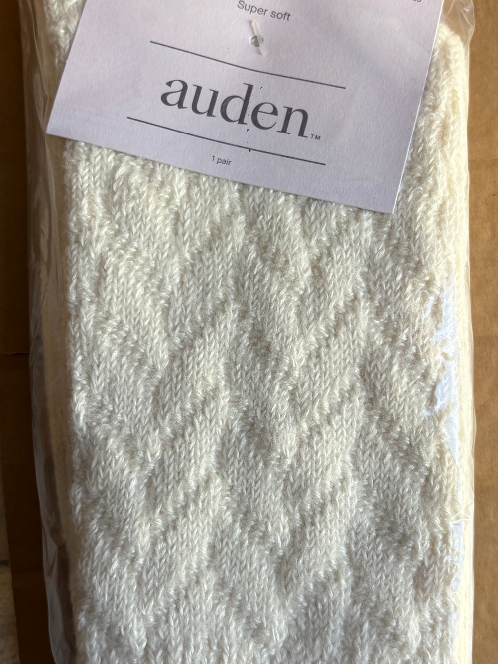 AUDEN Cream Cable Knit Boot Socks